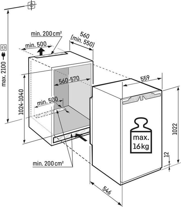Produktbild Liebherr Integrierbarer Kühlschrank mit EasyFresh (166 l)