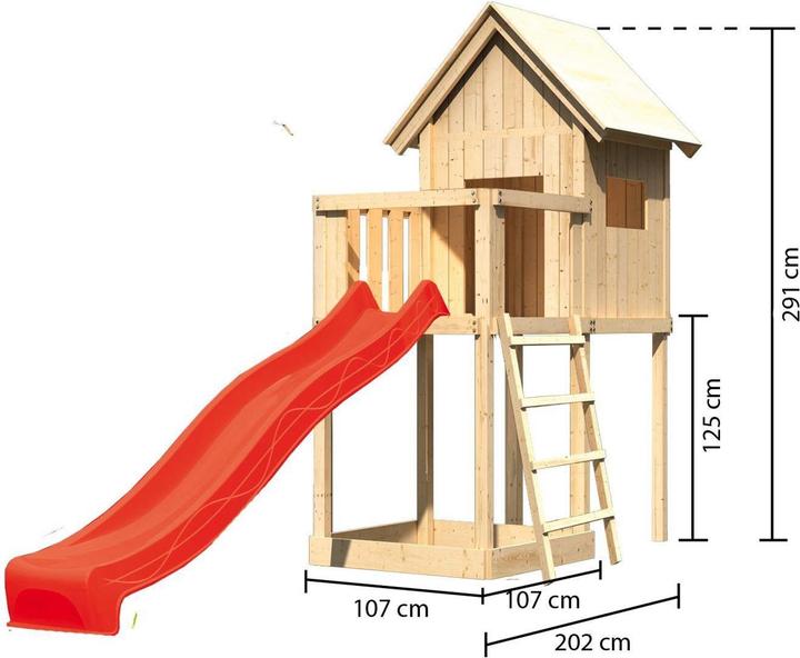 Produktbild Karibu Spielturm Frieda mit Anbau und Rutsche