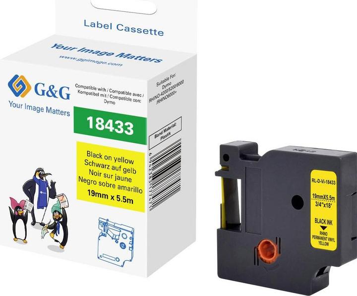 Immagine prodotto G&G Schriftband Vinyl Bandfarbe: Gelb Schriftfarbe: Schwarz 19 mm 5.5 m (1.90 cm, Giallo)