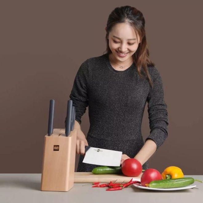 Produktbild Huohou 6-tlg. Küchenmesser Set inkl. Holzmesser Block