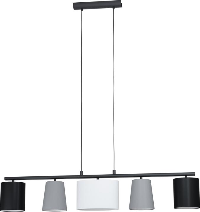 Actual product image EGLO Pendant lamp steel-textile 5-light HxL 1100x1200 mm Almeida black/grey/white (E14)