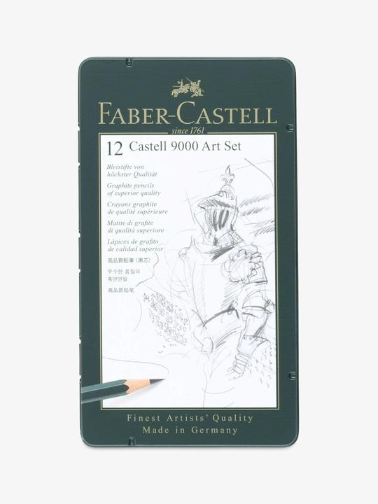 Actual product image Faber-Castell Castell 9000 Design pencil, 12-piece metal set (119064 FC) (0.70 mm, 5B, 5H, 12 x)