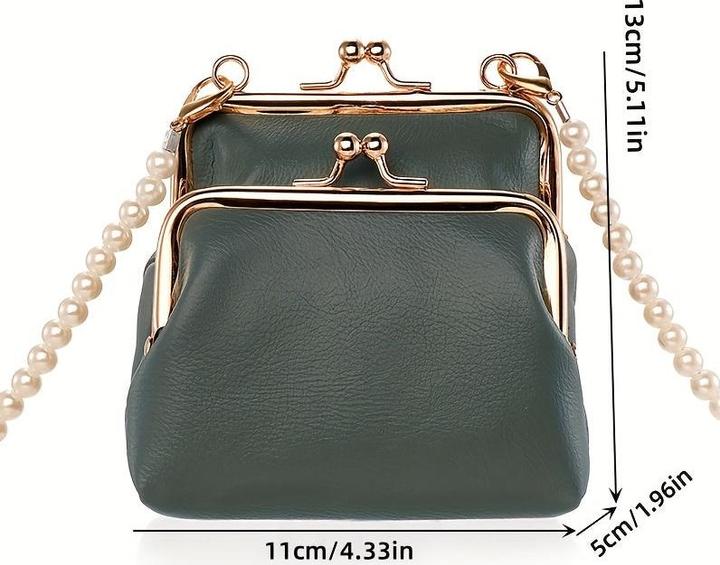 Immagine prodotto Only-Bags.Store Borsa a doppio strato kiss-lock, borsa a tracolla classica retrò, borsa crossbody in ecopelle