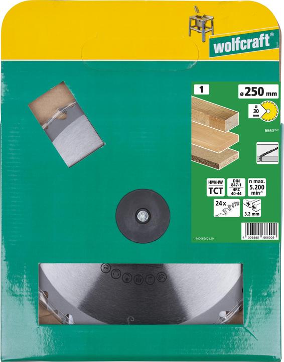 Produktbild wolfcraft wolfcraft 1 Tisch-Kreissägebl. HM, 24 Zähne ø250mm