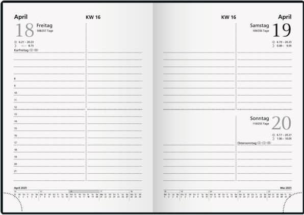 Produktbild Glocken Taschenkalender 10x14cm schwarz Kalendarium 2025