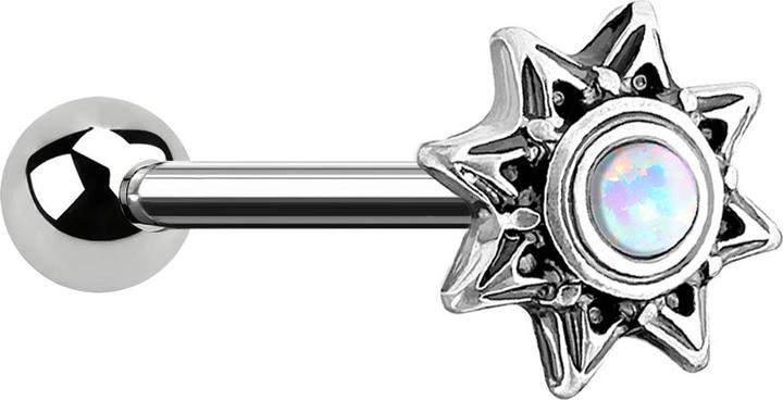 Immagine prodotto Star Piercing Micro Barbell silber Sonne mit Opal weiss (Ottone, Acciaio chirurgico 316L)