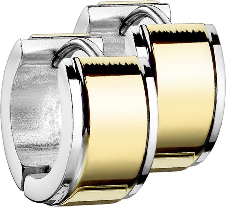 Star Piercing Ohrring zum Klappen silber mit goldenem Streifen dick (ohne Messing, Chirurgenstahl 316L)