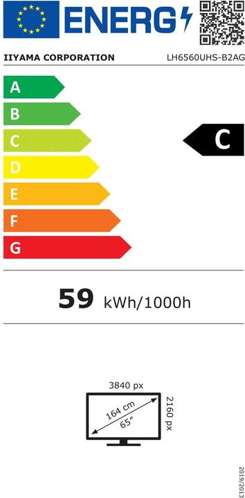 Energy Label iiyama LFD ProLite LH6560UHS-B2AG (3840 x 2160 Pixels, 65")