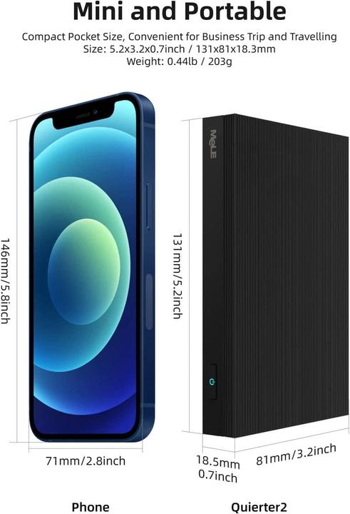 Image du produit Mele Lüfterloser Mini PC Quieter2Q mit Windows 11 Pro (4 Go)