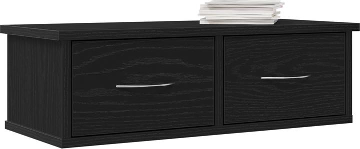 Produktbild VidaXL Wandmontiertes Schubladenregal Schwarz Eiche 60x26x18,5cm Holzwerkstoff (60 x 26 x 18.5 cm)