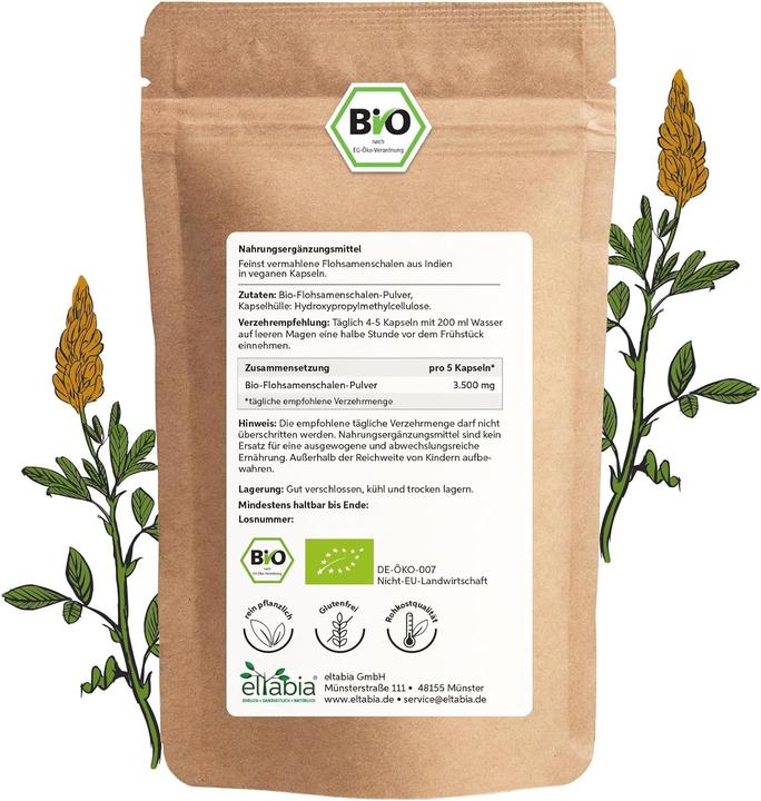 Actual product image Eltabia Organic psyllium husk capsules 500 (500 Piece, Capsules)