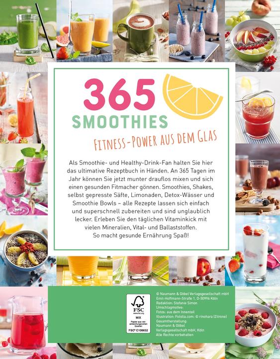 Produktbild 365 Smoothies, Powerdrinks & Co (Deutsch, Naumann & Göbel Verlag, 2018)