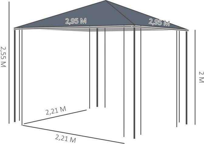 Produktbild Swisshandel24 Gartenpavillon 3x3m Stabiles Pavillon Gartenzelt, Festzelt, Partyzelt, Stahl, Polyester, Grau (295 cm, 295 cm)