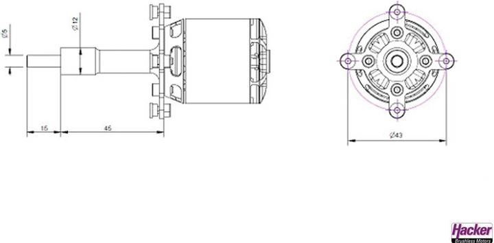 Actual product image Hacker Electric motor A30-12XL Glider 700 rpm/V