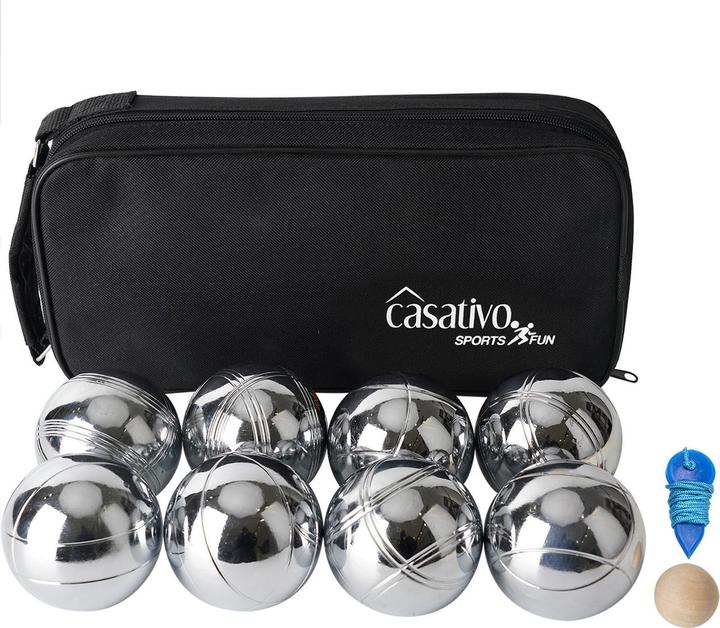 Actual product image Casativo Boules & pétanque game with 8 metal balls, wooden ball, distance metre, carrying bag (8 x, 72 mm)