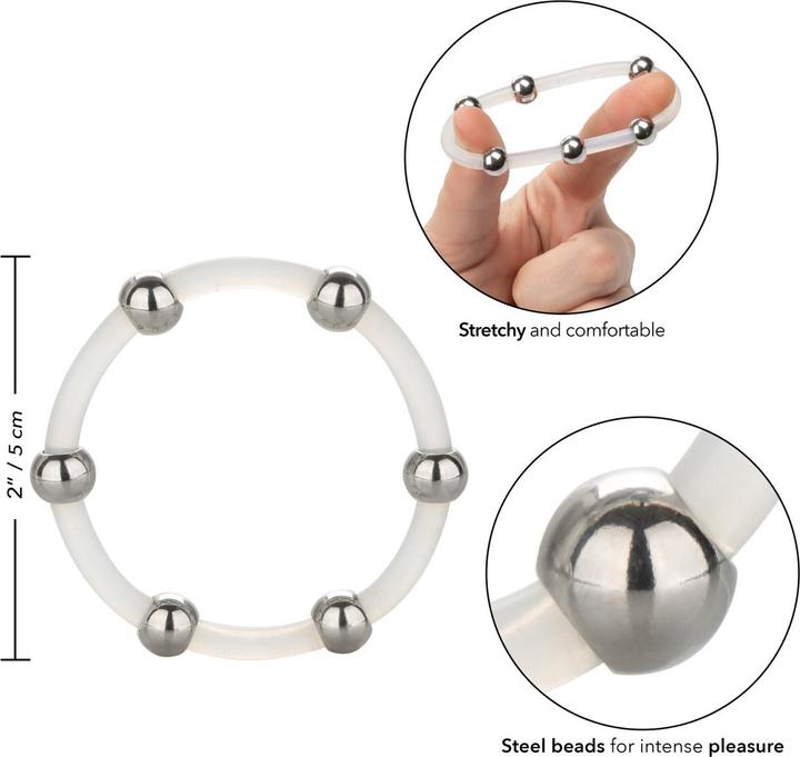 Actual product image CalExotics Steel Beaded Silicone Ring XL (3.75 cm)