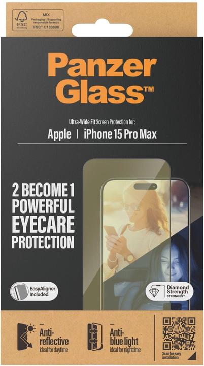 Actual product image PanzerGlass Eyecare Screen Protection Ultra-Wide Fit (1 Piece, Apple iPhone 15 Pro Max)