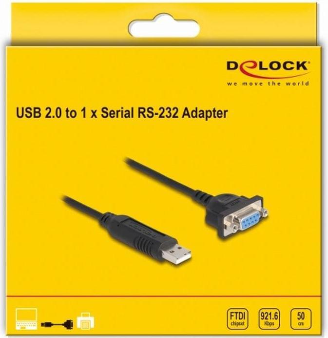 Actual product image Delock USB 2.0 to Serial RS-232 Adapter with Compact Serial (0.50 m)
