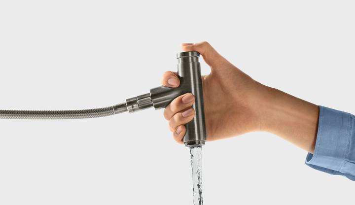 Produktbild hansgrohe HG Einhebel-Spültischmischer 240 METRIS DN 15, mit Ausziehauslauf chrom