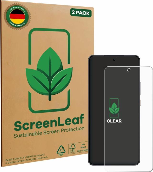 Image du produit ScreenLeaf Film de protection d'écran, Protection d'écran Écologique, Clear, Anti-Rayures (2 pièce(s), Realme GT 7 Pro)