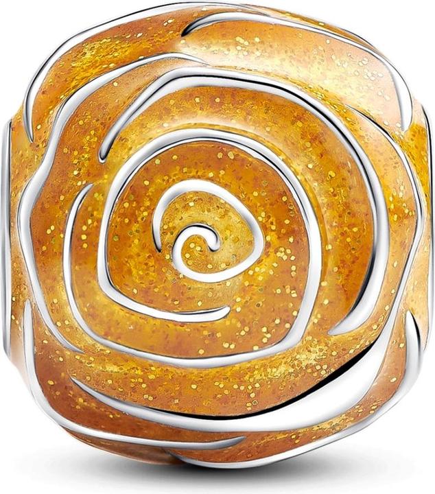 Pandora Gelbe Blühende Rose Charm (925er Silber, Emaille)