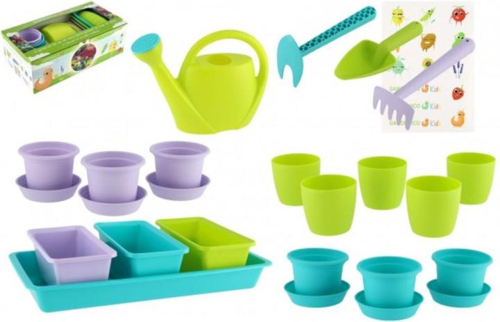 Immagine prodotto Gardenico Kids set da giardino grande con attrezzi da giardino e vasi per bambini