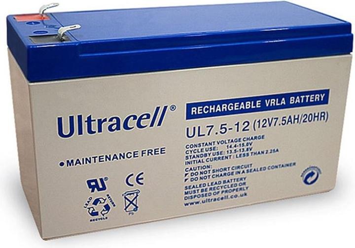 Ultracell UL7.5-12 Blei Akku 12 Volt mit 7,5 Ah und 4,8mm Kontakten (7500 mAh)
