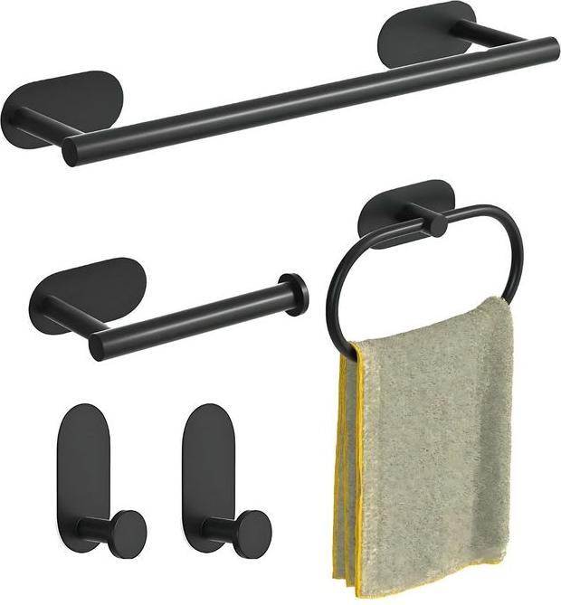 Hermex Bad Hardware Set 5-tlg Toilettenpapierhalter Handtuchhalter Wandhaken
