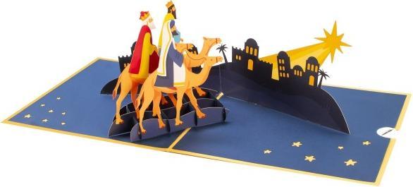 Produktbild Hervorragend 3D Pop-up Karte Nikolaus mit Rentierschlitten Merry Christmas rot (1 Stk.)