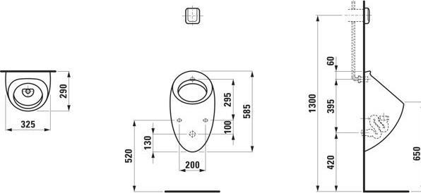 Produktbild Laufen Alessi one Absauge-Urinal, ohne Löcher für Deckelmontage, ohne Fliege, 325x290mm, H840975
