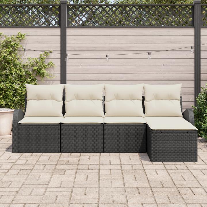 Actual product image VidaXL 5-piece garden sofa set with cushions black poly rattan