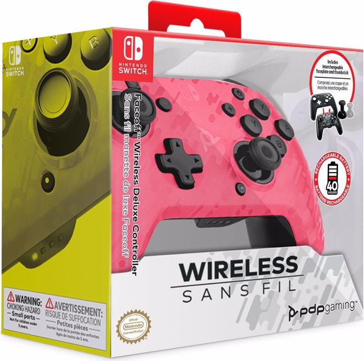 Actual product image PDP Faceoff Wireless Deluxe Controller - Pink Camo (Switch)