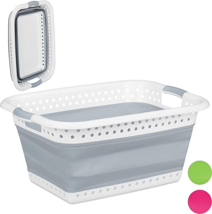Image du produit Relaxdays Panier à lessive pliable poignées, plastique (50 l)
