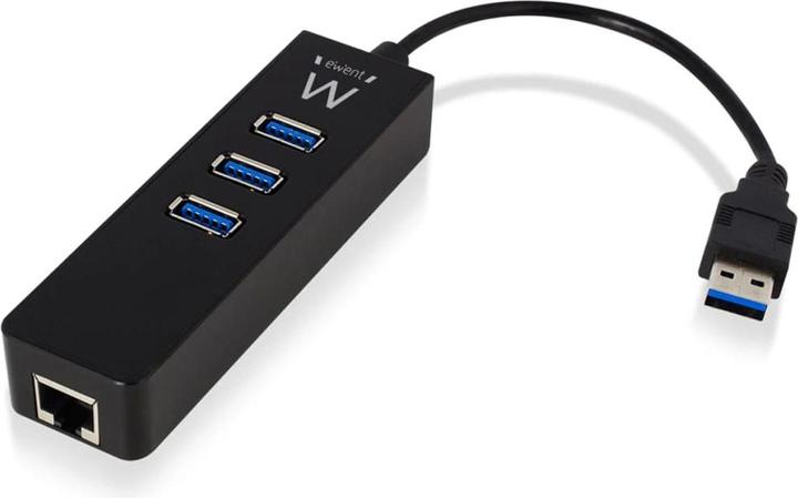 Actual product image Ewent 3-port USB 3.1 hub with Gigabit networking (USB-C, 3 Ports)