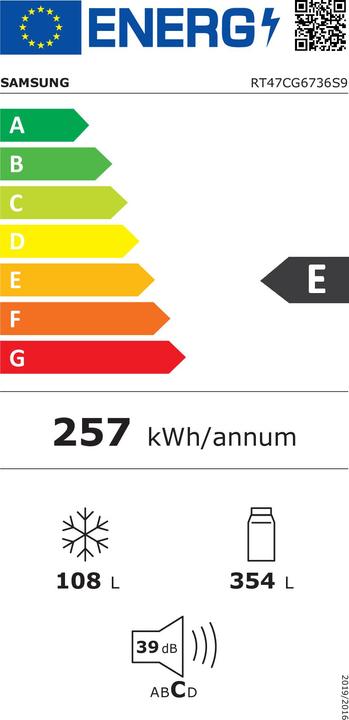 Etichetta energetica Samsung RT47CG6736S9 Frigorifero Doppia Porta EcoFlex AI (462 l)