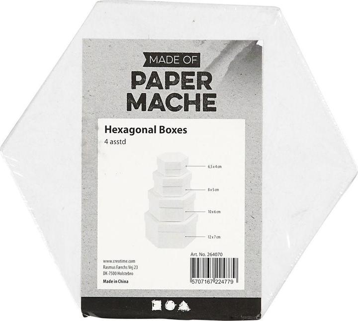 Produktbild Creativ Company Papp-Schachtel sechseckig 4 Stück, Weiss