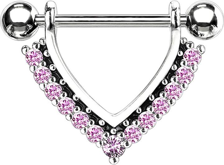 Immagine prodotto Star Piercing Barbell silber Hänger mit Kristallen pink (Ottone, Acciaio chirurgico 316L)