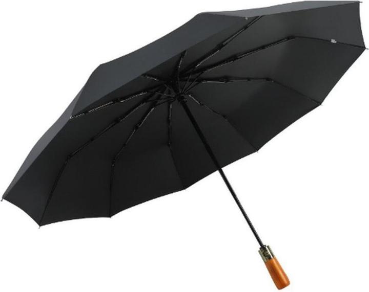 Actual product image OEM Consumer electronics Automatic foldable umbrella with wood handle 10-ribs XXL 115 cm black