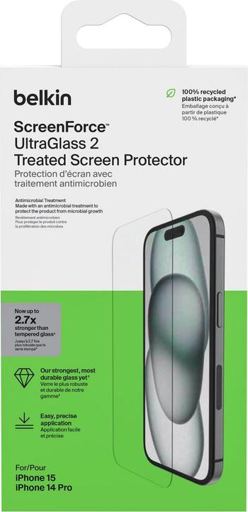 Produktbild Belkin ScreenForce Pro UltraGlass2 (1 Stück, Apple iPhone 15, Apple iPhone 15 Pro)