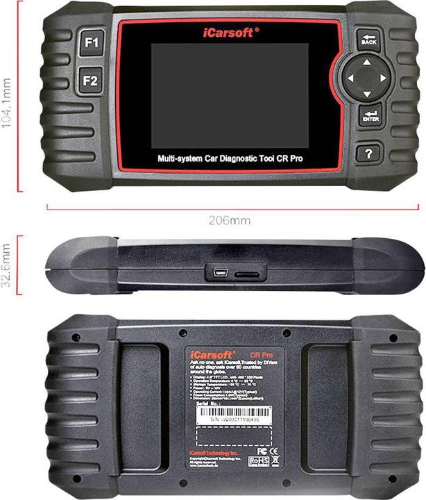 Actual product image ICarsoft OBD II diagnostic tool CR PRO iccrpr