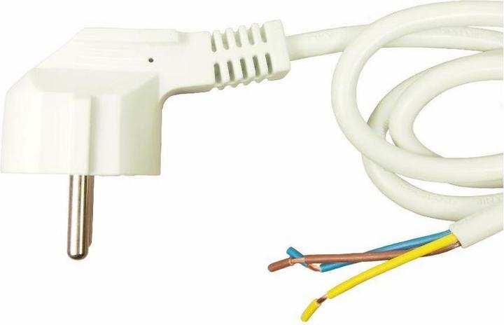 Actual product image Rs Pro Pre-assembled power cable, earthing contact / angled plug, B open end, 10 A, 2m We (0.31 m)