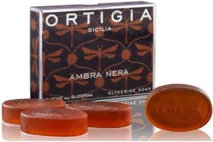 Actual product image Ortigia Sicilia Amber Black Soaps 4x40g - Pack of 4 (Soap lotion)