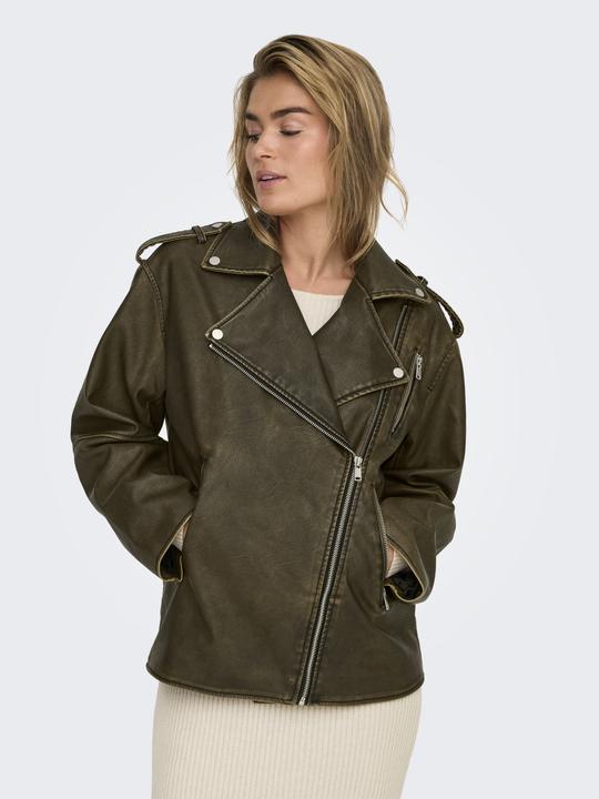Image du produit Only Col en bande Veste de motard Veste en cuir synthétique (S)