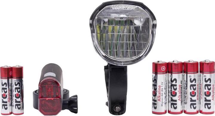 Produktbild Arcas Fahrradbeleuchtung Set Fahrradlampen Set, batteriebetrieben (70 lm, 6.50 lm)