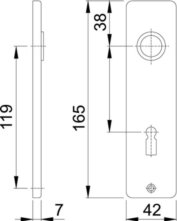 Actual product image Hoppe Short shield pair 202KP/AP Aluminium F2 BB Pair (Door plate set)
