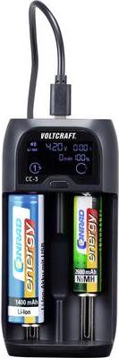 Voltcraft Chargeur de cellules rondes (1 pcs, 10440, 14500, 14650, 16340, 17500, 17650, 17670, 18350, 18500, 18650, 22650, 26500, 26650, AA, AAA, C, AAAA, Sous-C, Chargeurs sans batterie)
