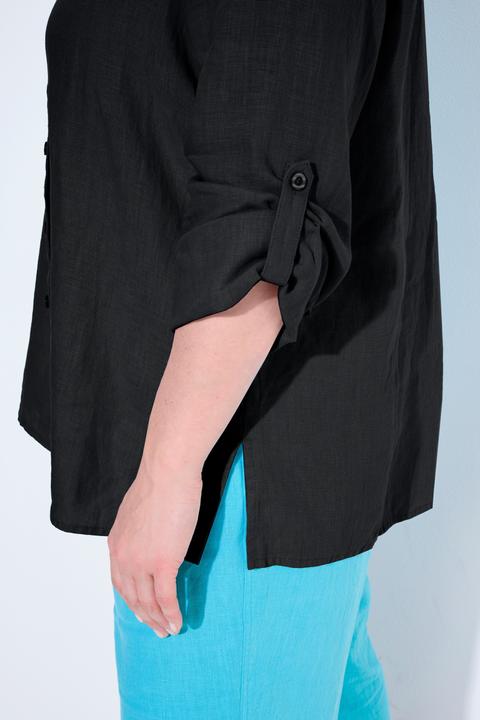 Produktbild Ulla Popken Bluse, Leinen, offener Kragen, Langarm (62)