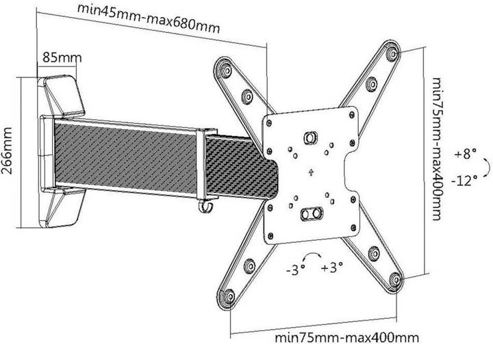 Image du produit myWall Support mural pour TV 58,4 cm (23) 139,7 (55) Extensible, Inclinable+Pivotant, Rotatif (Mur, 55")