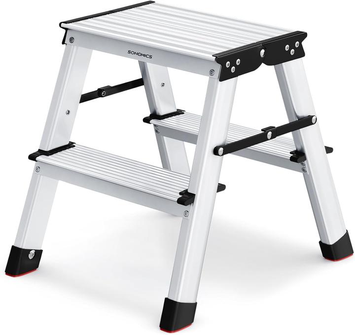 Songmics Klappbare Aluleiter mit 2 Stufen, bis 150 kg belastbar (Trittleiter, 38 cm)