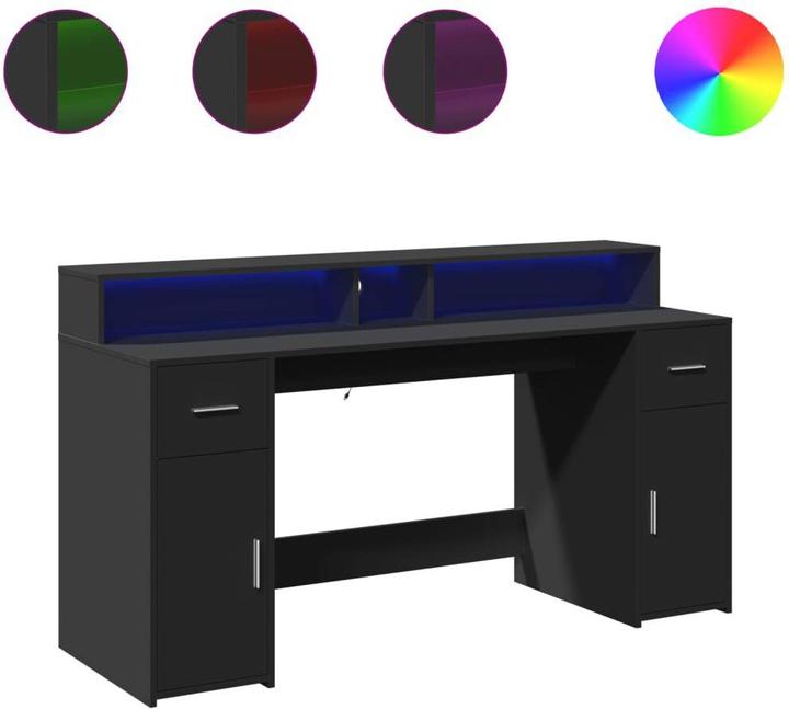 Immagine prodotto VidaXL Scrivania LED Scrivania per computer Scrivania da lavoro Scrivania per laptop Scrivania per ufficio (160 x 55 x 91 cm)